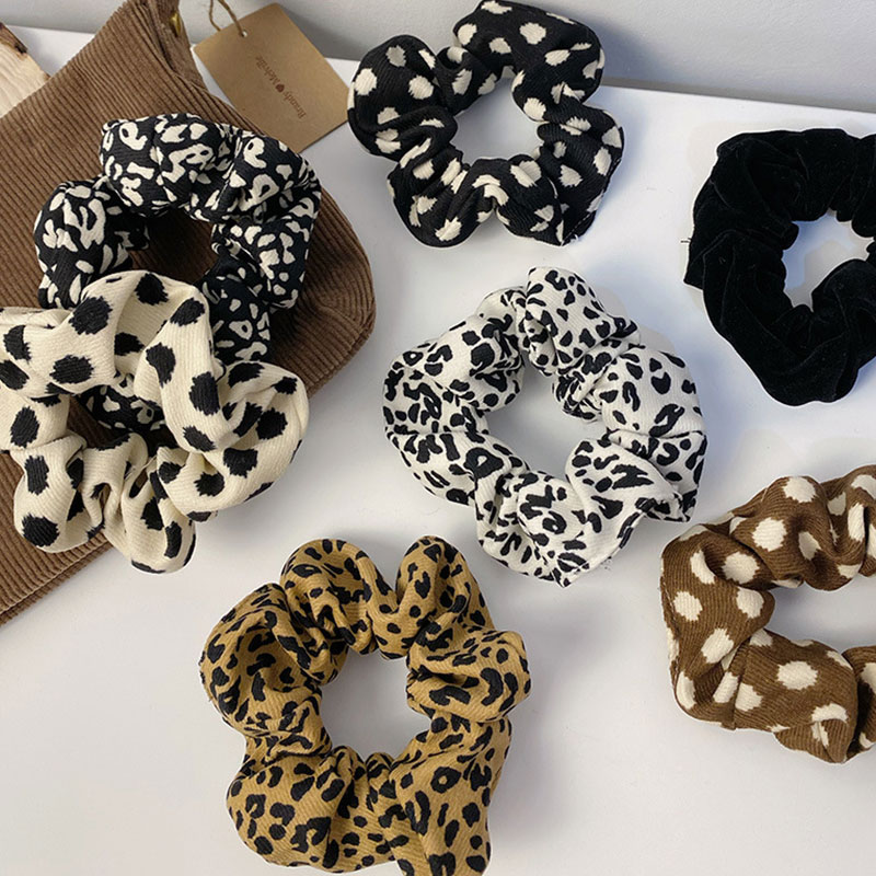 Korea Leopard Autumn Winter Women Warm Corduroy Big Hair Scrunchies ...