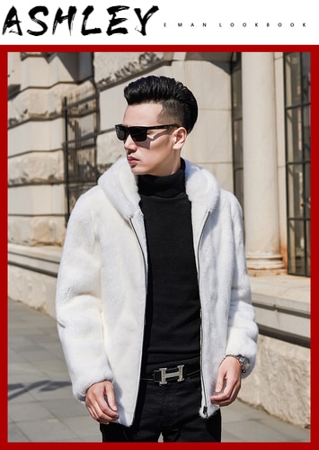 royal Winter men's coat, natural mink coat, white coat and Korean Cape