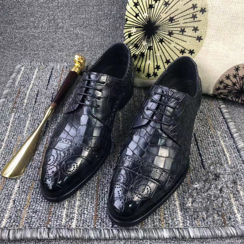 Authentic Exotic True Crocodile Belly Skin Male Dress Shoes Genuine Alligator Leather Handmade Lace-up Men's Gray Oxford Shoes
