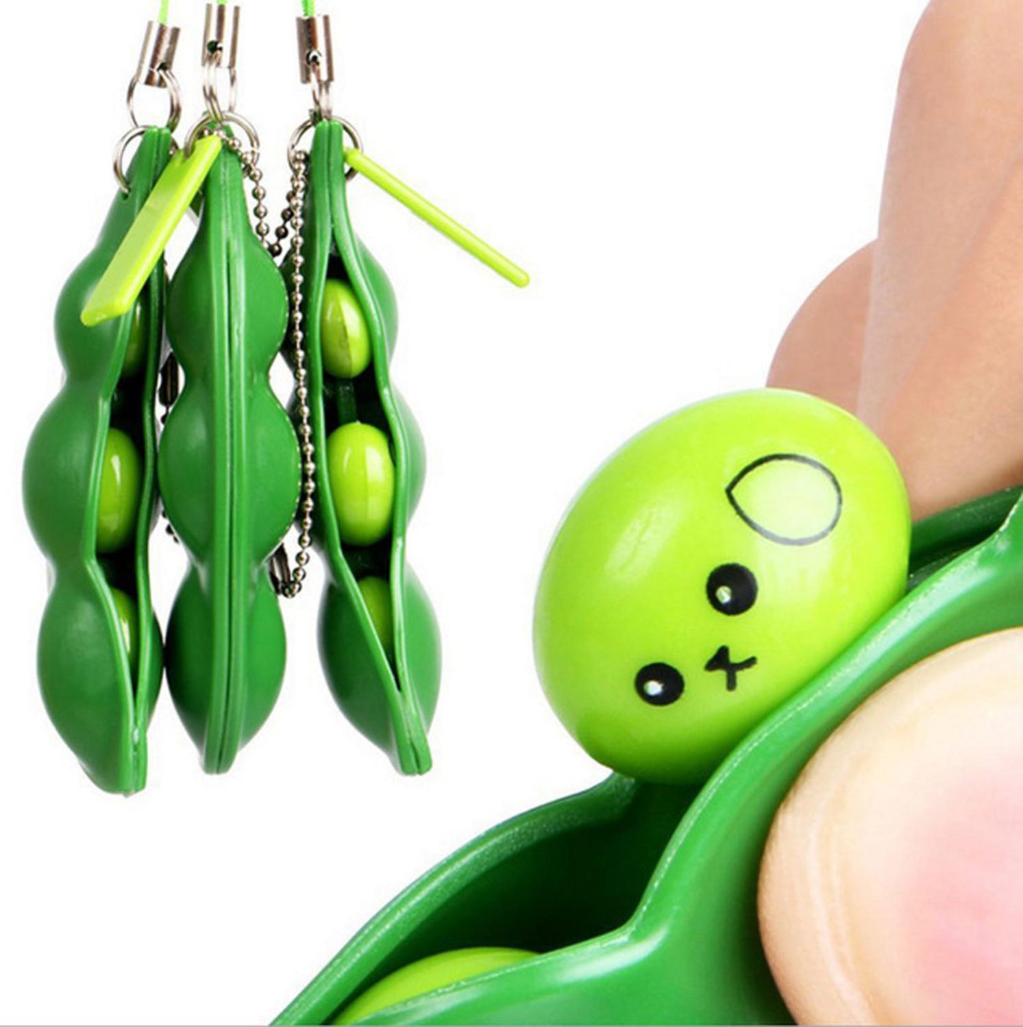 Decompression Edamame Toys Squishy Squeeze Peas Beans Keychain Anti Stress Adult Toy Rubber Boys Xmas Gift Fidget Toys