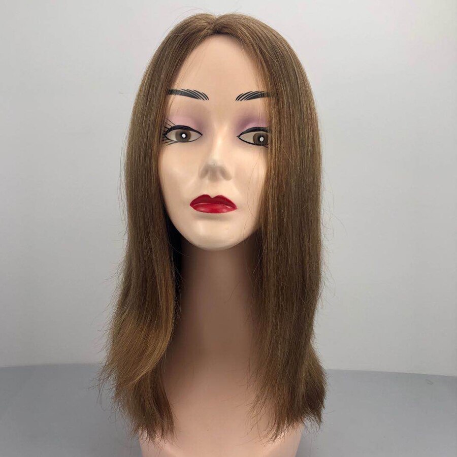 Golden Blonde Jewish Sheitels European Remy Hair Silk Top Kosher Wig Natural Straight Fine Human Hair Piece for Women