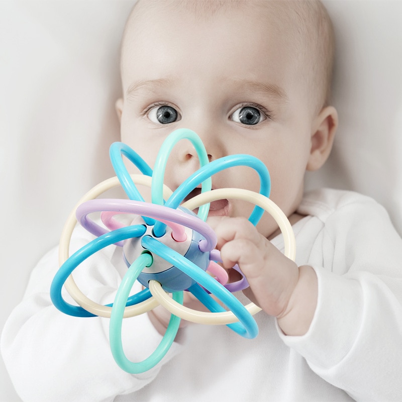 Baby Rattle Ball Toys 0-12 Months Safe Newborn Teething Toys Soft Plastic Hand Bell Early Educational Rattle Teether Toys Gifts
