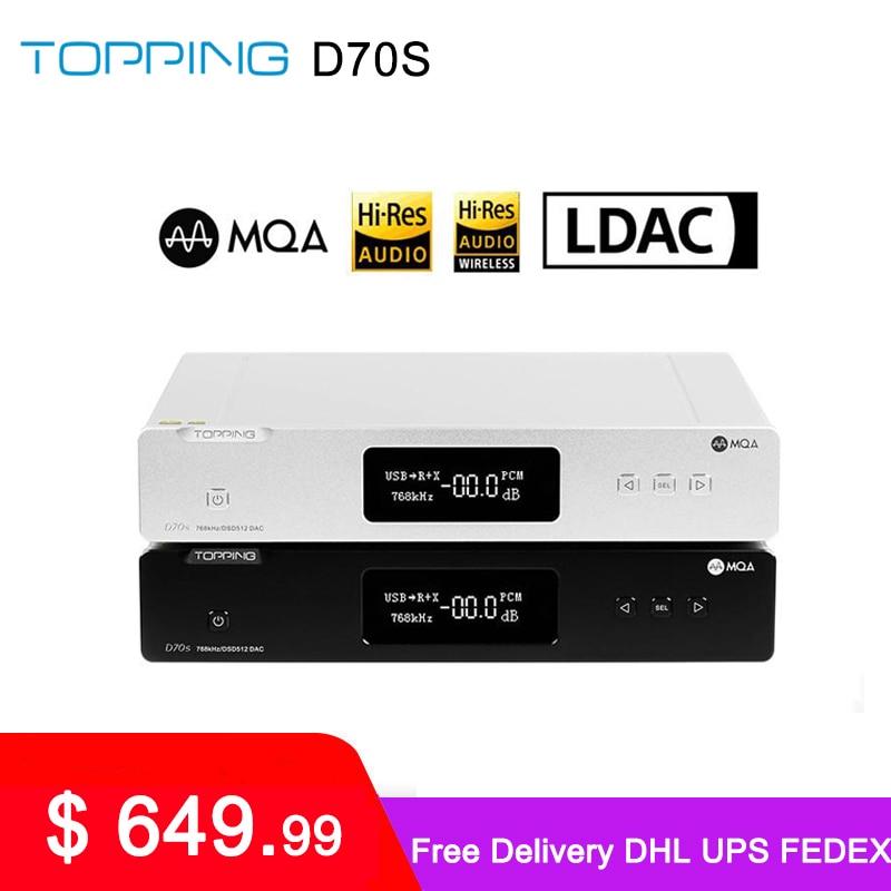 TOPPING D70S MQA Decoder 2*AK4497 Bluetooth 5.0 32Bit/768K DSD512 Hi-Res Hifi Music DAC with Remote Control