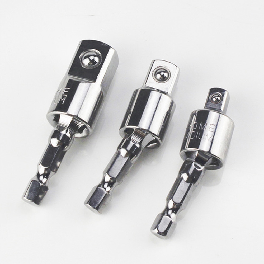 Electric Drill Socket Adapter For Impact Driver With Hex Shank To Square Socket Drill Bits Rotatable Extension 1/4" 3/8" 1/2"