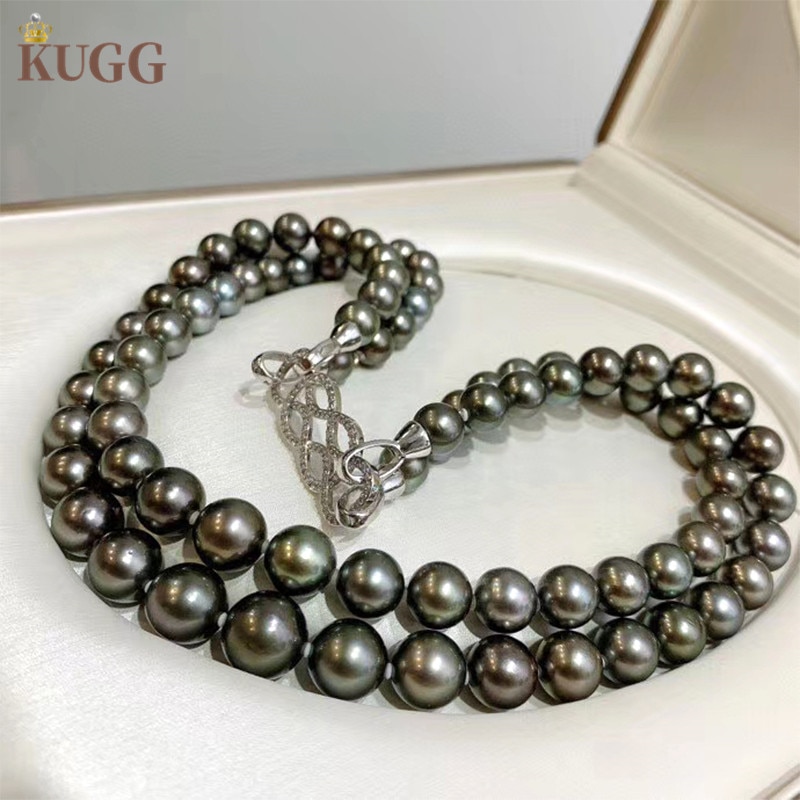 KUGG Natural Tahiti Black Pearl Necklace Women Elegant Necklace Fashion Handmade Jewelry Customize Luxury Pearl Sweater Chain