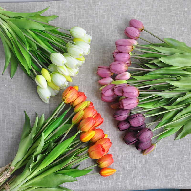 5pcs/Bouquet New Silicone Tulip Artificial Flower Real Touch Fake Flower Bouquet for Wedding Decoration Flowers Home Garen Decor