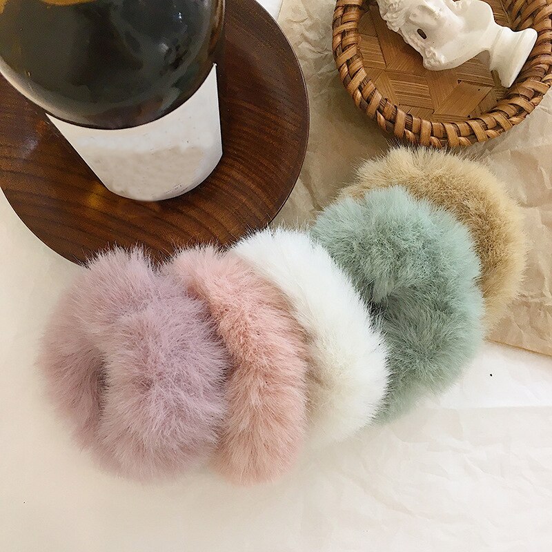 Faux Rabbit Fur Women Elastic Hair Bands Cute Scrunchie Ponytail Holder Hair Ties Rope Rubber Band Fashion Hair Accessories