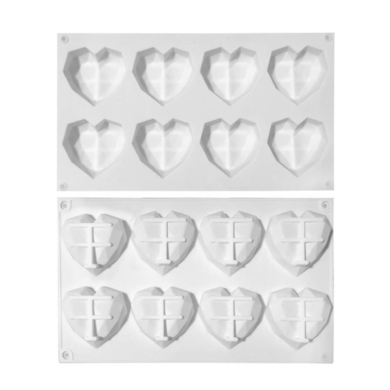 8 Cavities Heart Shaped Chocolate Silicone Mold for Handmade Candy Cake Mold Dessert Baking Pan Home Kitchen Diy Tools