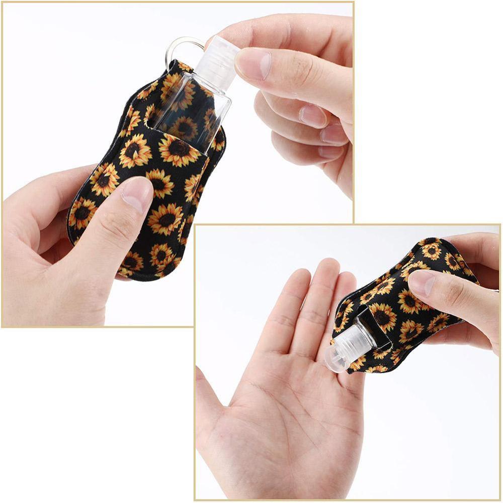 1 Set 30ml Refillable Bottles Hand Sanitizer Bottles with Bottle Travel Bottle Cover Alcohol Container with Holder Keychain