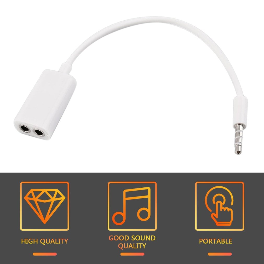 3.5 mm Jack 1 Male To 2 Female Audio Headphone Headset Earphone Splitter Cable Compact Flexible Portable