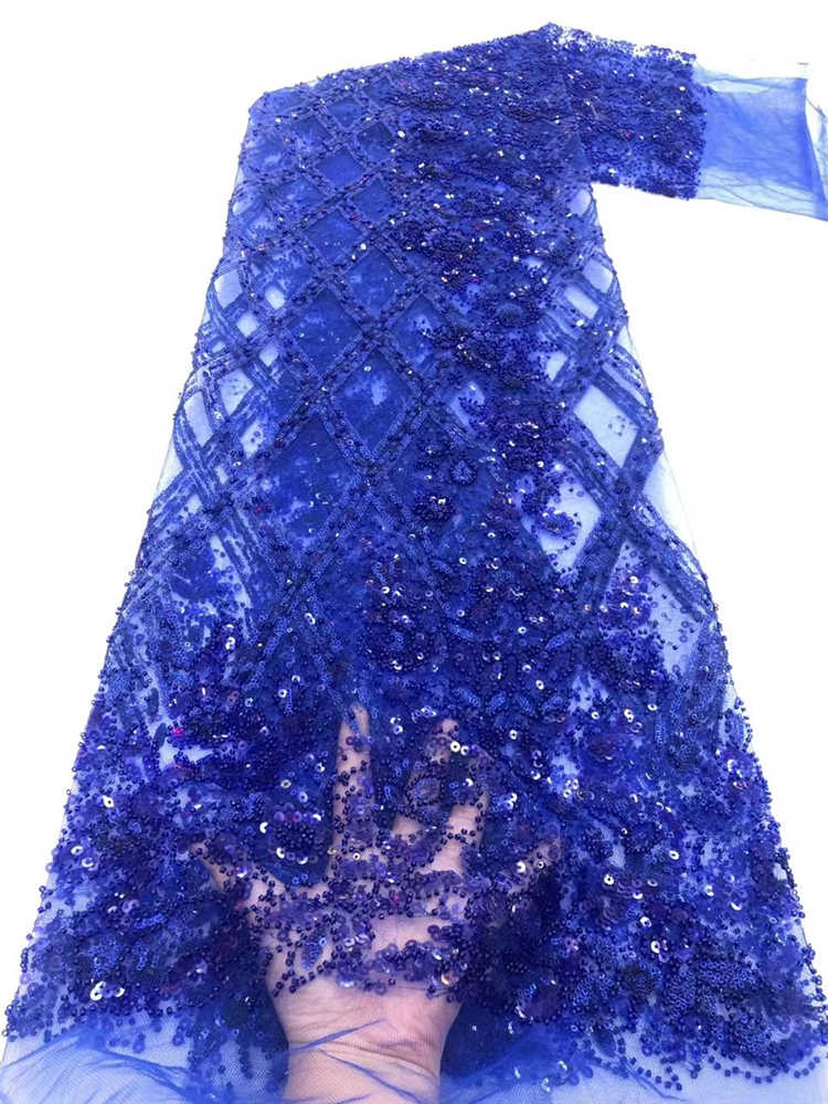 2021Latest High Quality Elegant African Bead tube Fabric Classic Embroidery Beaded Tulle lace For Wedding Dress NN535_z