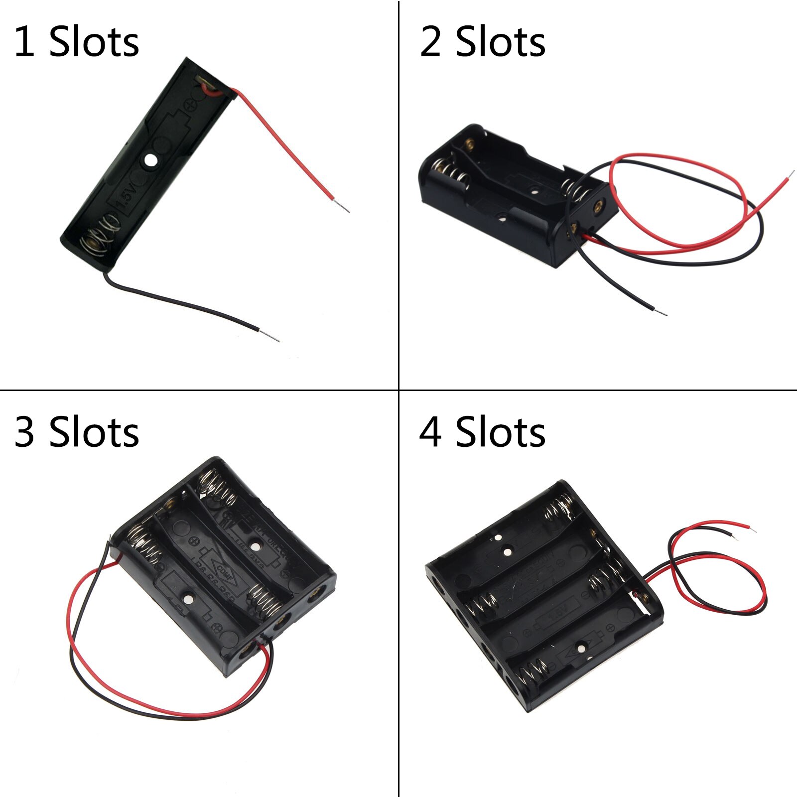 New Black Plastic 1x 2x 3x 4x Battery Storage Box Case 1 2 3 4 Slot Way Diy Batteries Clip Holder Container With Wire Lead