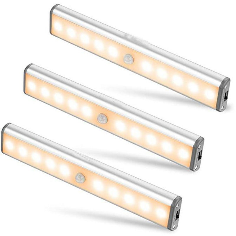 10 LEDs PIR Motion Sensor Light Cupboard Wardrobe Bed Lamp Under Cabinet Night Light For Closet Stairs Kitchen