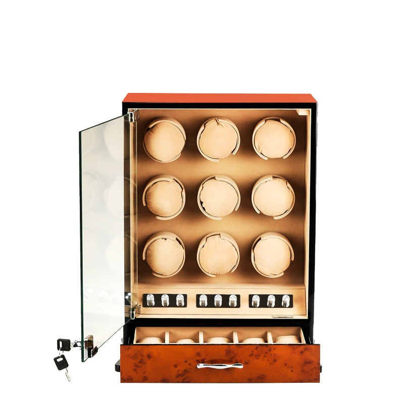 9 slots top quality Watch Winder Motor Stop Automatic Watch wooden Watch Winder for automatic watches 200911-08