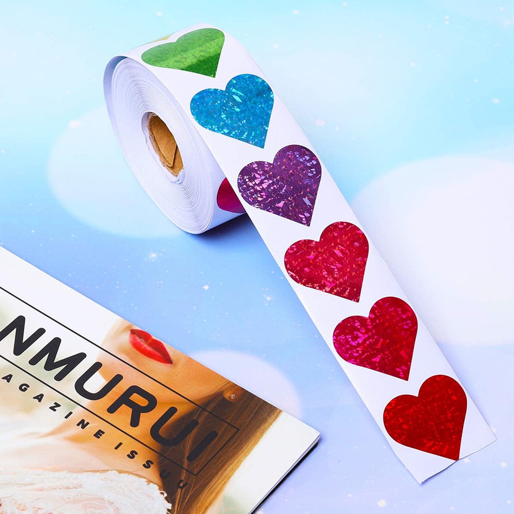 500pcs/roll Love Heart Shaped Label Sticker Scrapbooking Gift Packaging Seal Birthday Party Wedding Supply Stationery Sticker