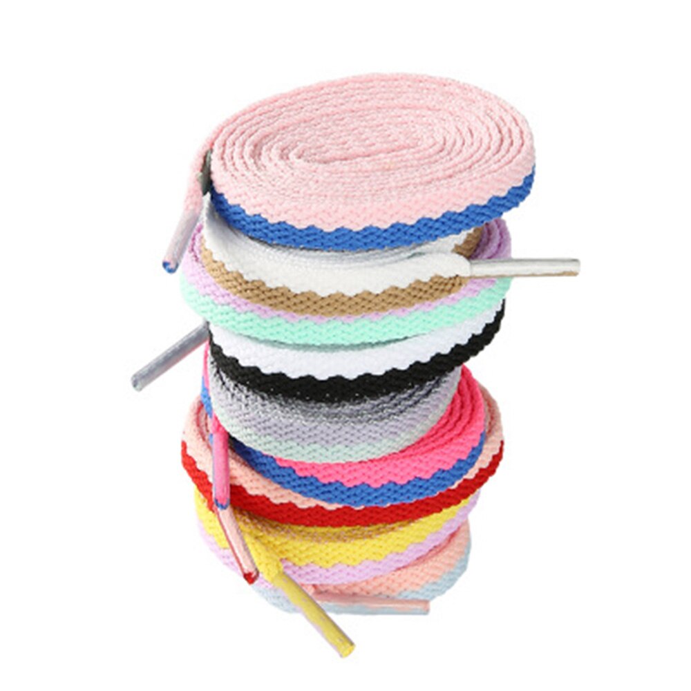 1 Pair Flat Shoelaces Classic Woven Cutout Sneakers Two-tone Shoe Laces Strings Bootlaces Sport Boot Athletic Suitable For All