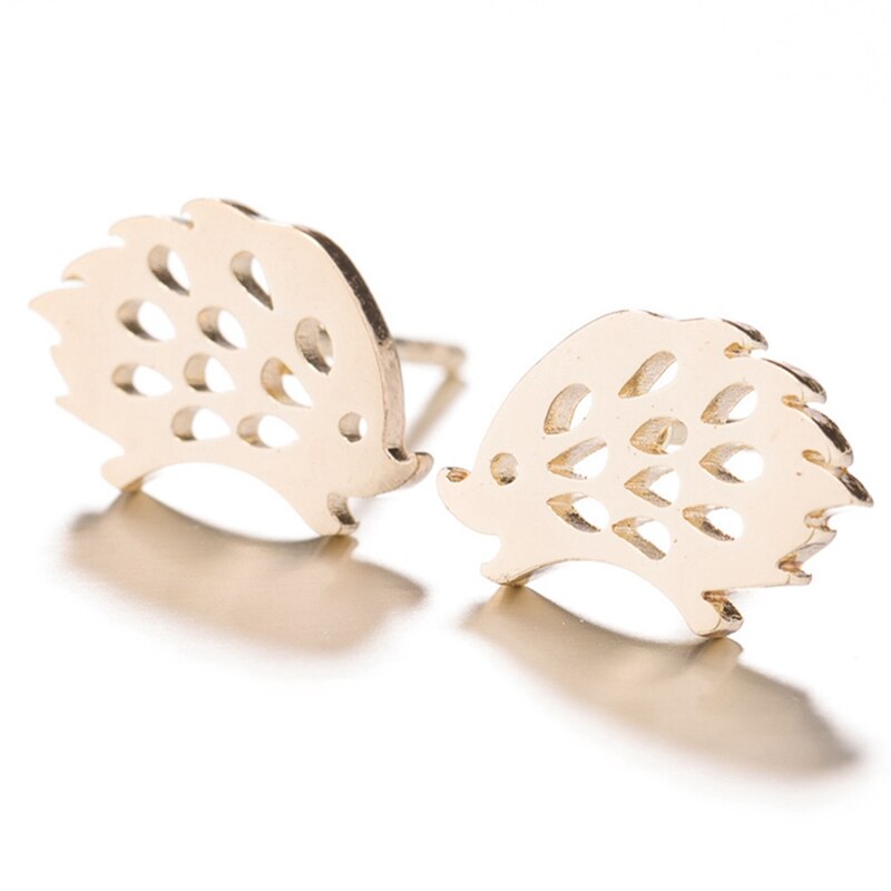 Fashion Mini Hedgehog Cute Animal Ear Studs Stud Earrings For Women Girl Simple Jewelry 2021 Golden Sliver Color