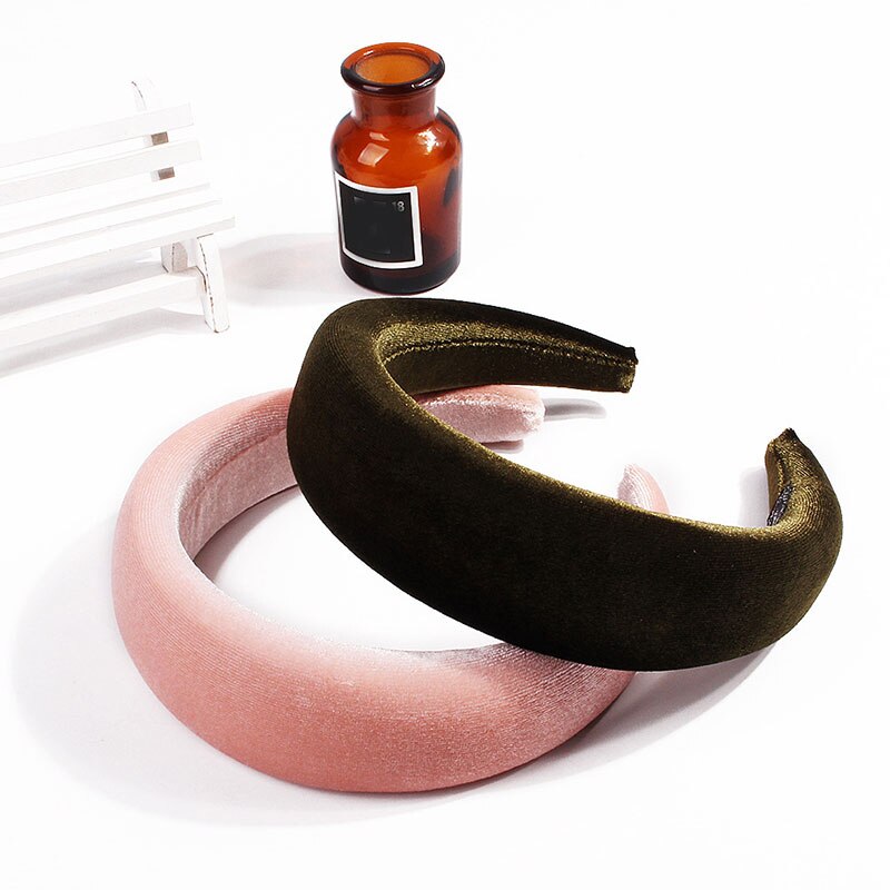 Fashion Padded Headbands for Women Wide Bezel Hairbands Thick Velvet Hair Hoop Girls Sponge Non-slip Hairband Hair Accessories
