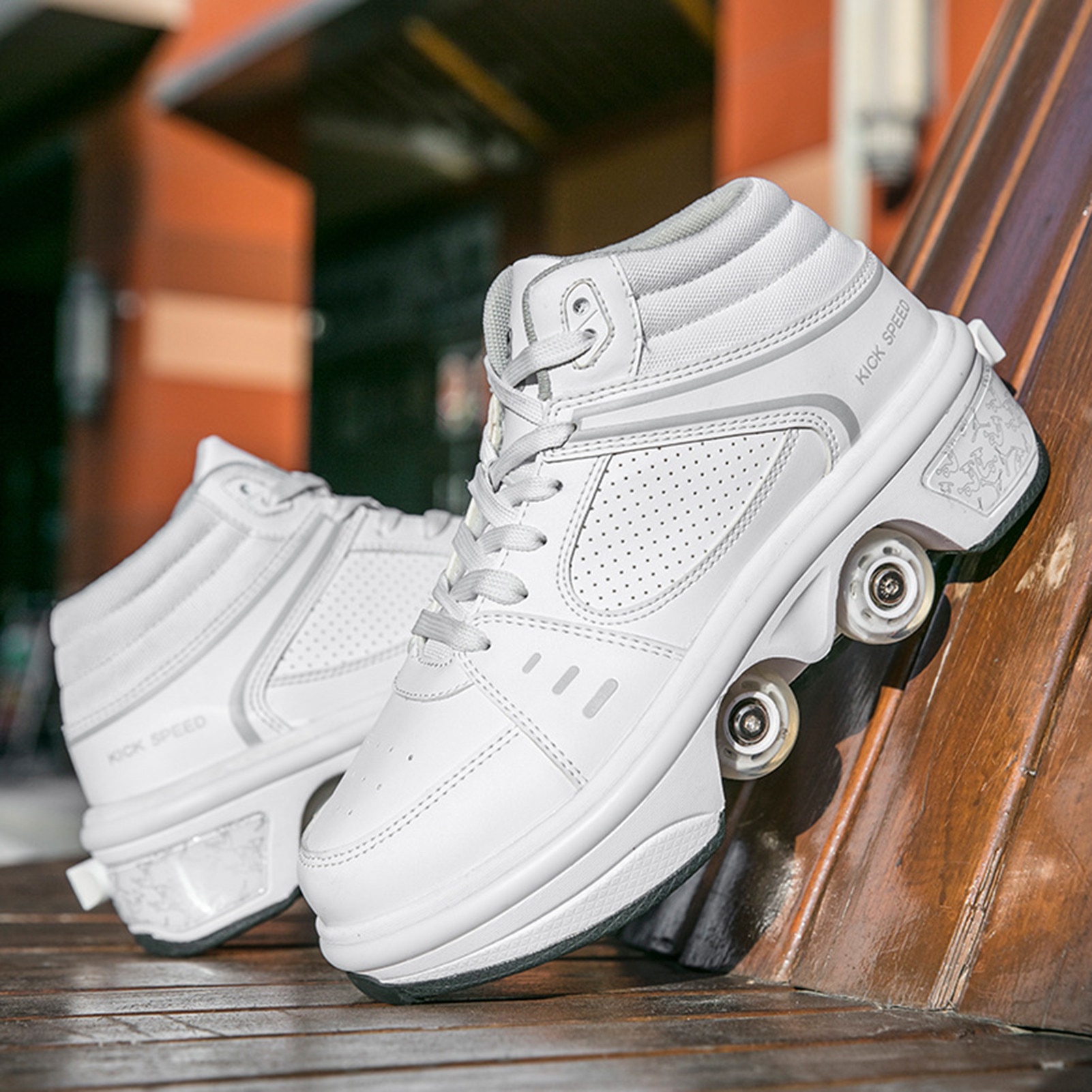 Sneakers Deformation Roller Skate Shoes Parkour Roller Shoes Sneakers With Four Wheels Running Shoes For Unisex Children Shoes