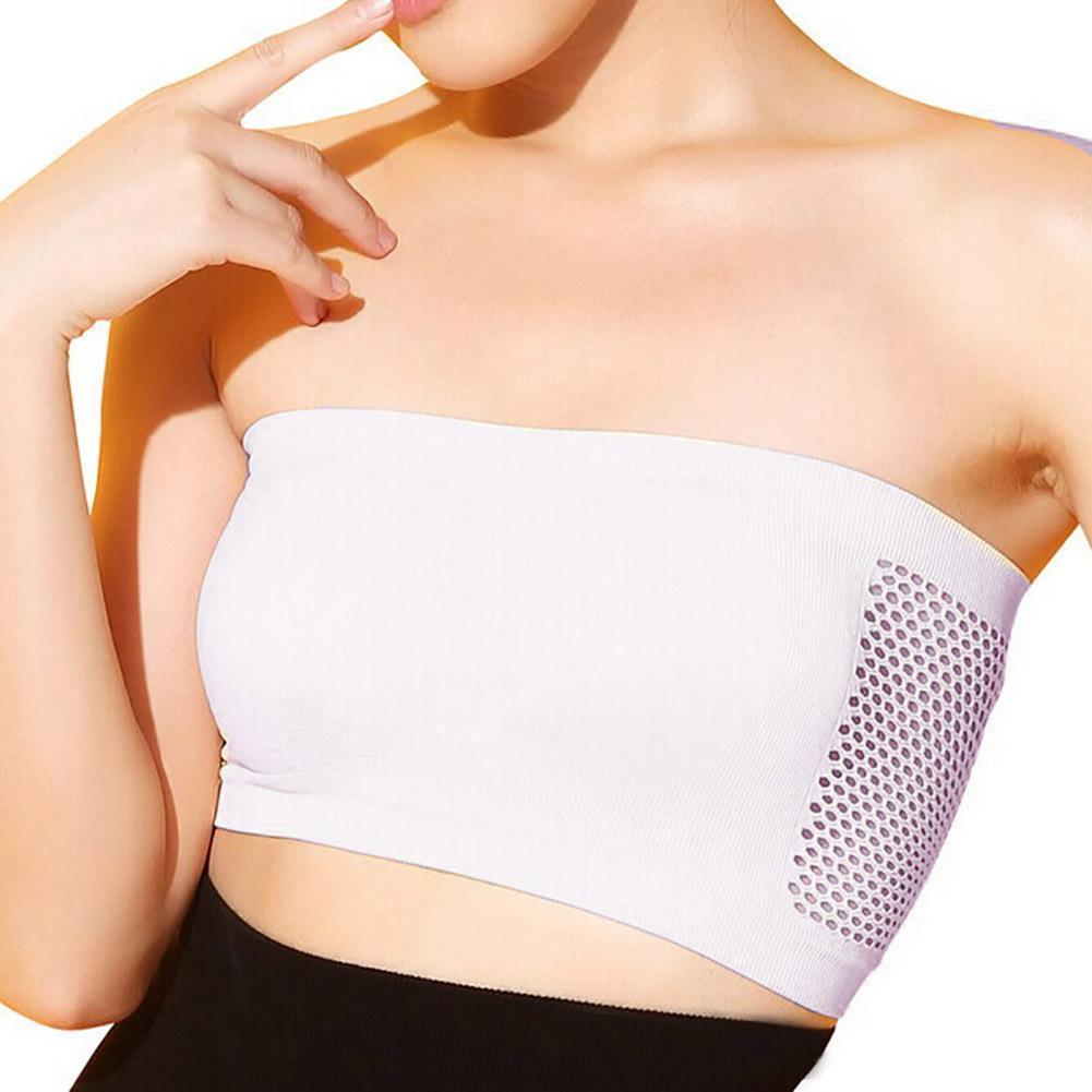 Women Lady Sexy Strapless Crop Top Bra Tube Top Bra Headband Strapless Layer Seamless Bra Underwear Breathable Stretch R6L4