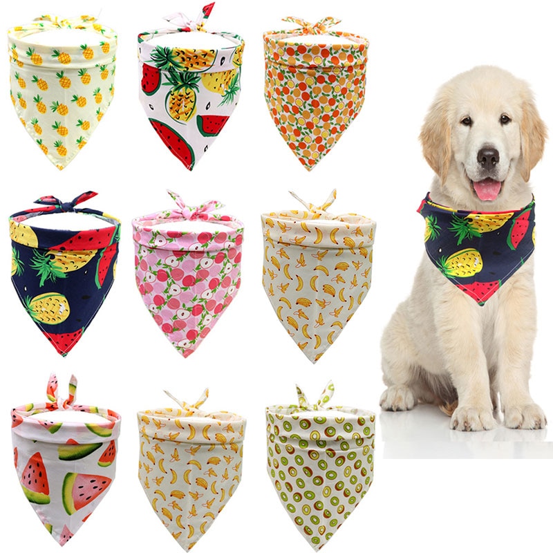 Spring Summer Small Dog Cat Bibs Scarf Adjustable Grooming Bandana Puppy Pet AccessoriesBandanas Pineapple Watermelon Puppy