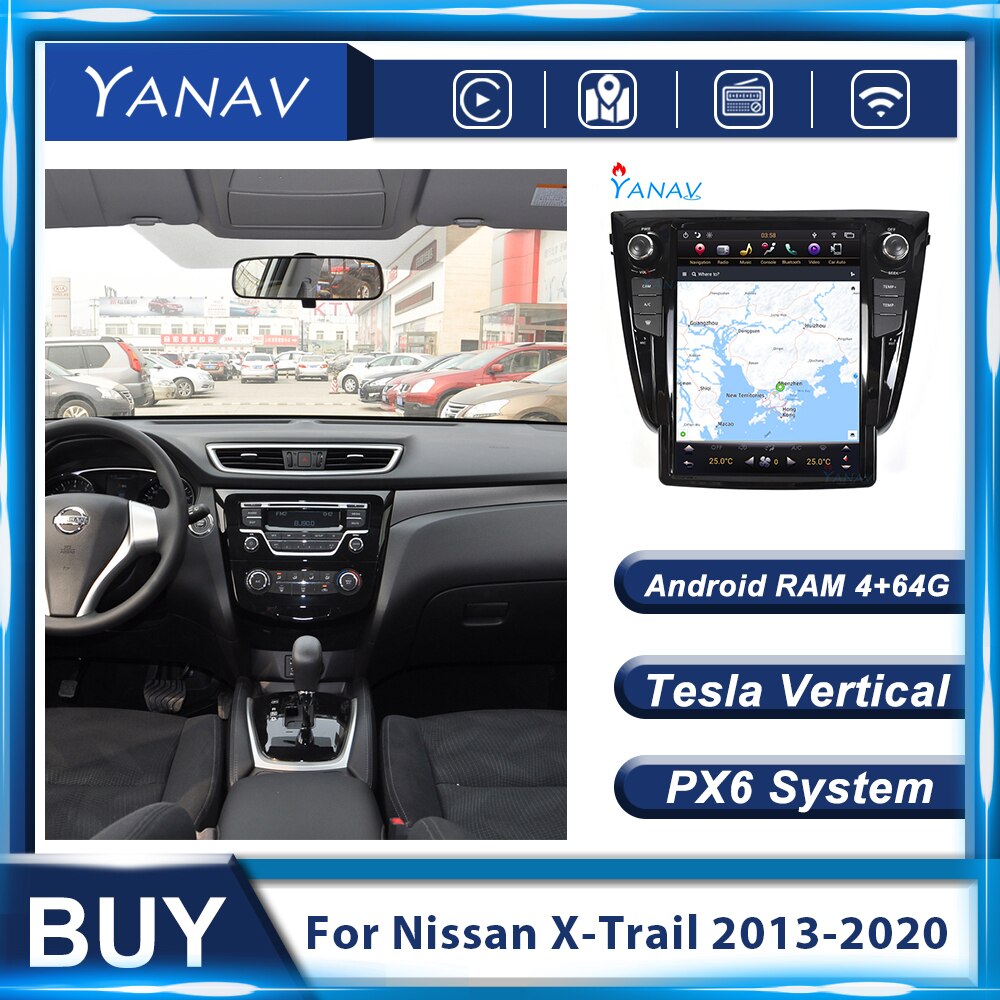 PX6 Android GPS Navigation Car Radio For Nissan X-Trail 2013-2020 Car MP3 Multimedia Player Stereo Receicer Recorder Head Unit