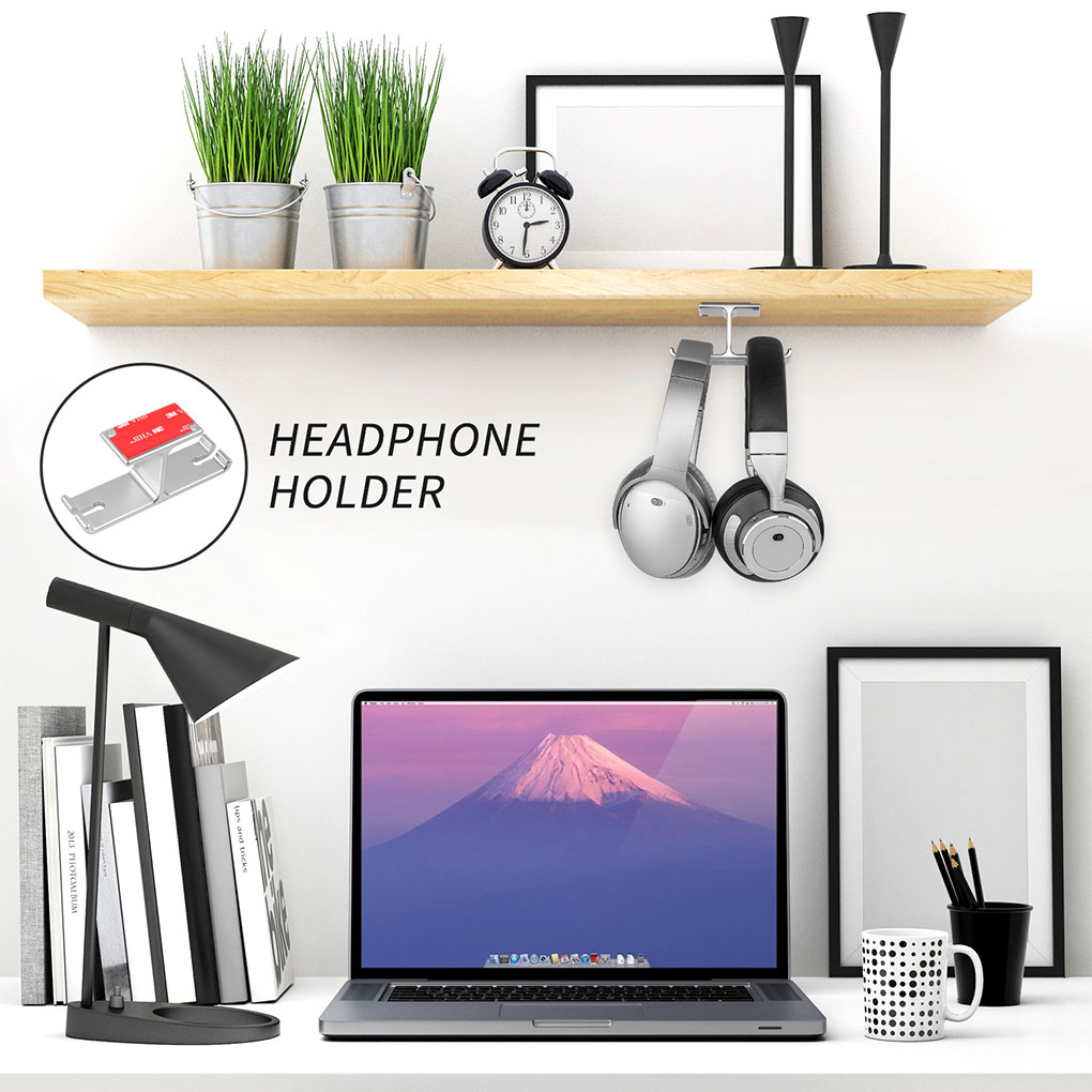 Stable Stand Storage Desk Headset Hanger Portable Double Hook Design Aluminum Alloy Multifunction Headphone Holder Head-mounted