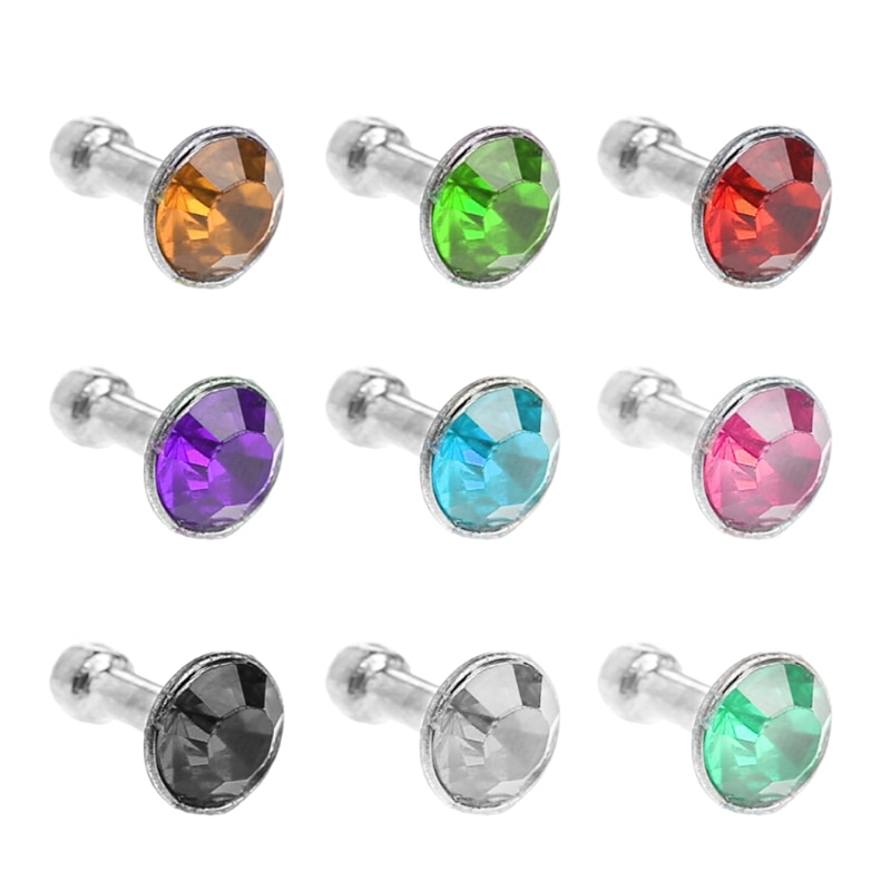 Round Glittering Rhinestone 3.5mm Anti Dust Plug Earphone Stopper For Smart Phone 28GE