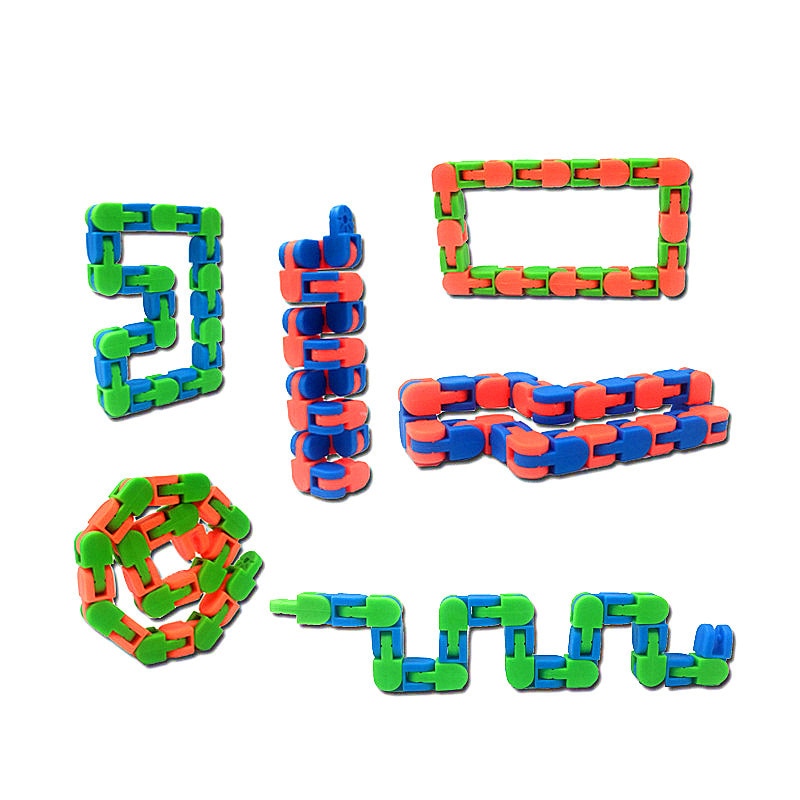 Finger Wacky Tracks Bicycle Chain Track Puzzle Decompression Sensory Fidget Toys Rotate Chain 24/48 Section Kids Educational Toy