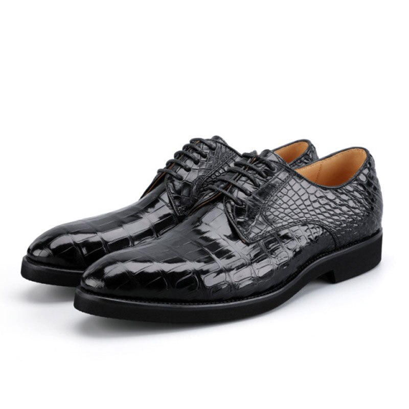 100% Crocodile Belly Leather Derby Shoes For Men Imported Crocodile Skin Black Dress Derby Shoes Boss Wedding Comfort Italian 44
