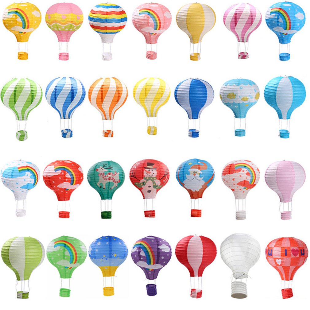 12"(30cm)Rainbow Lantern Hot Air Balloon Paper Lantern Kids Hanging Birthday Party Wedding Decor Lanterns Baby Showers