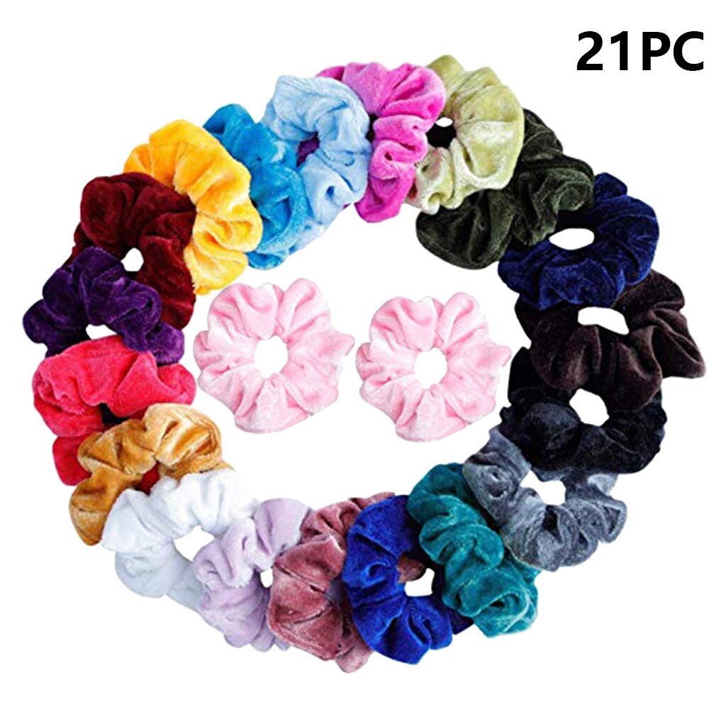 21 Pcs Velvet Elastic Hair Bands for Women or Girls Hair Accessories New Solid Headband Hair Bands Rubber Band Bracelet Femmal