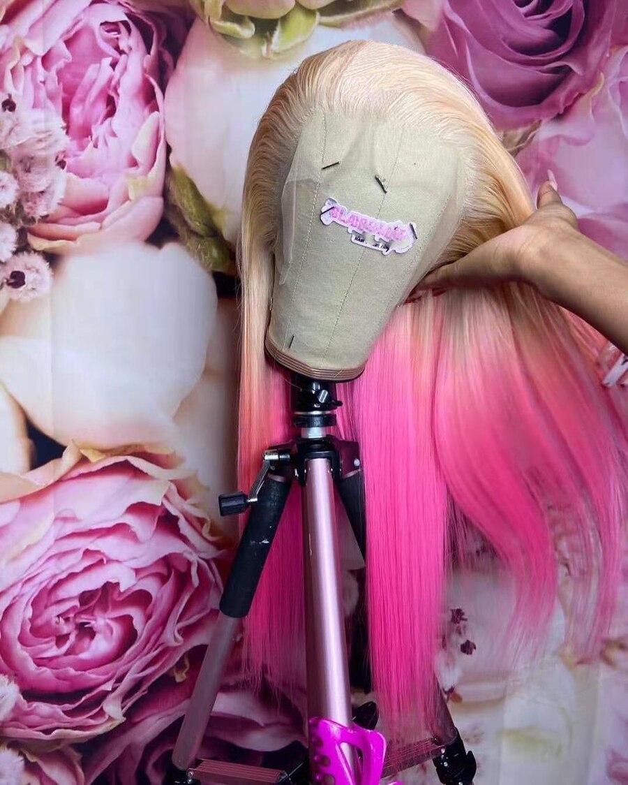 Lace Front Colored Human Hair Wigs For Women Human Hair Brazilian Blond Pink Wig Human Hair Glueless Straight Lace Front Wig