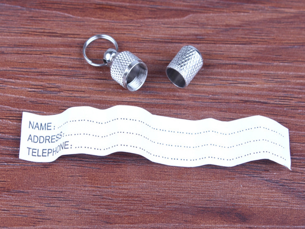 Pet Dog Cat Address Label Barrel Storage Tube Silver Identification Card Pet