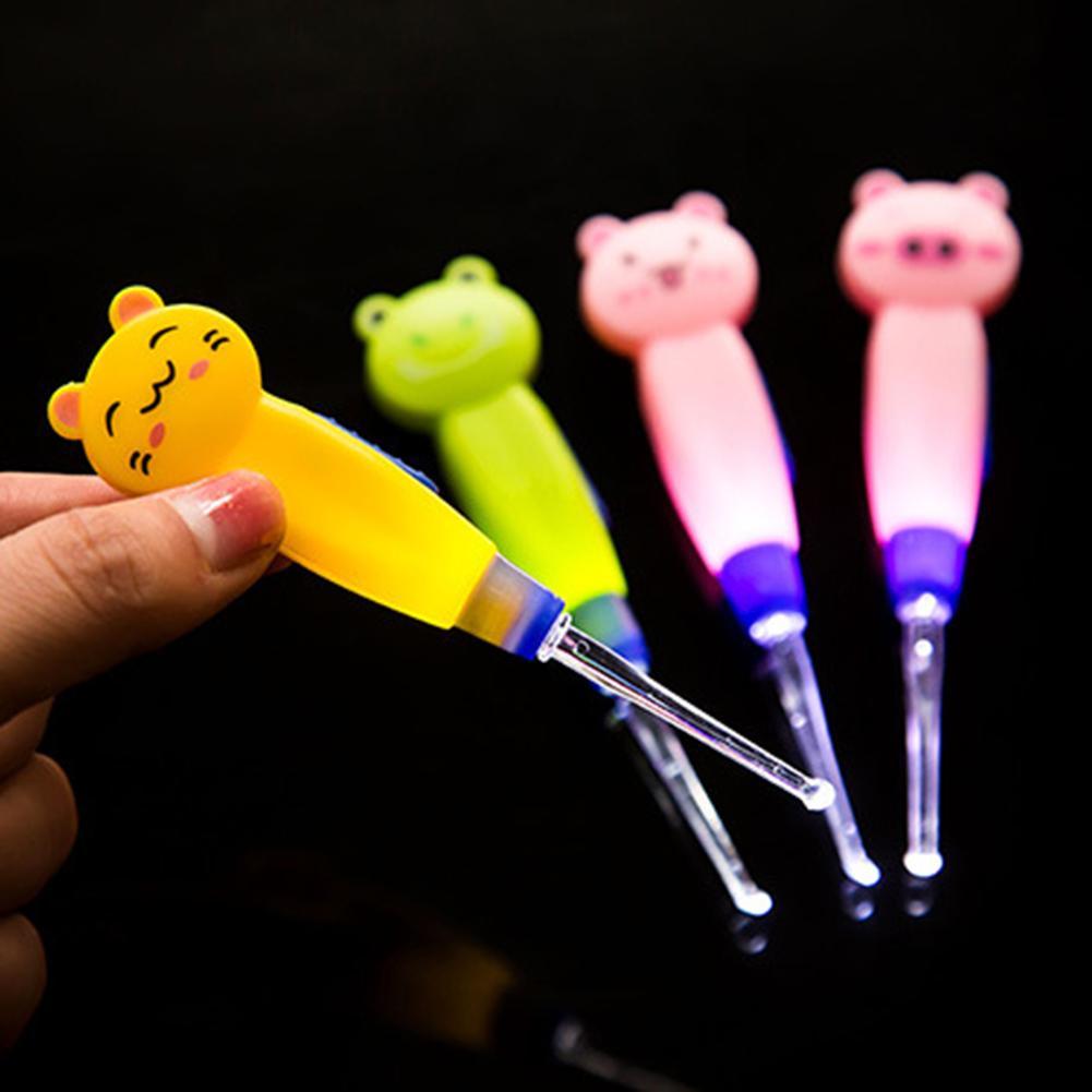  Kids Ear Spoon Light LED Flash Light Ear Cleaning Tools Ear-pick Wax Remover Pick Earpick Clean Ears for Kids Babys