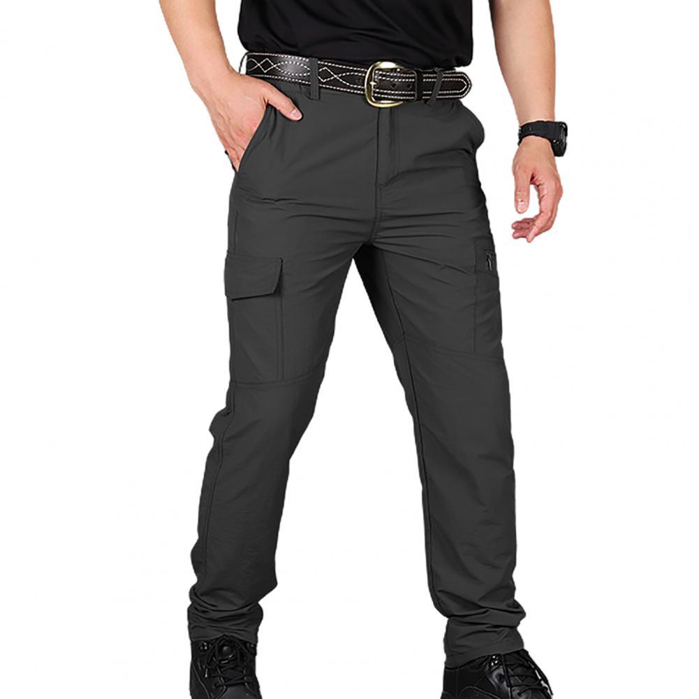 Outdoor Men Casual Cargo Workwear Pants Trousers Solid Color Pockets Quick Drying Breathable Joggers Cargo Pants Trousers