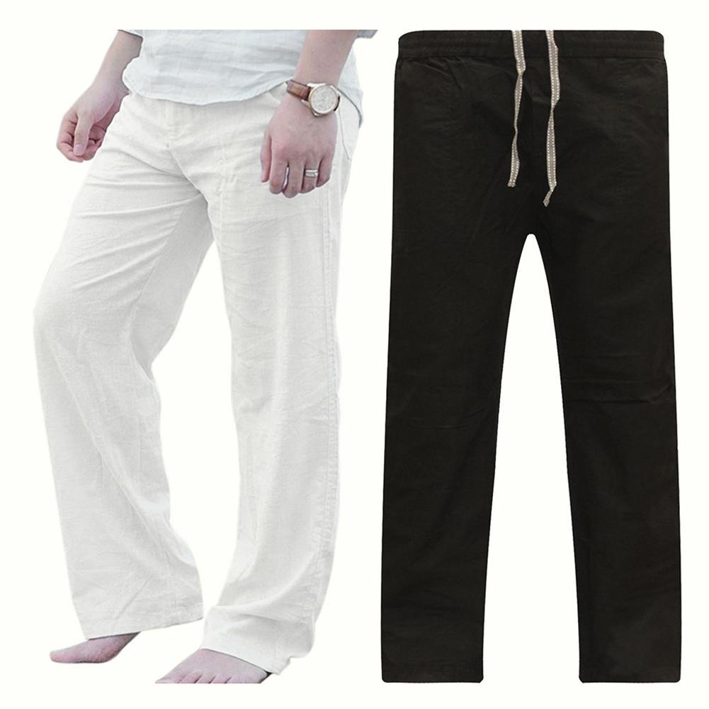 Men Solid Color Loose Drawstring Sports Yoga Pants Straight Wide Leg Sweatpants