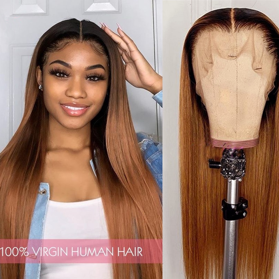 Transparent Lace Wigs 13X4 Dark Brown Lace Front Wig Straight Lace Frontal Wigs For Women Brazilian Hair t1b/30
