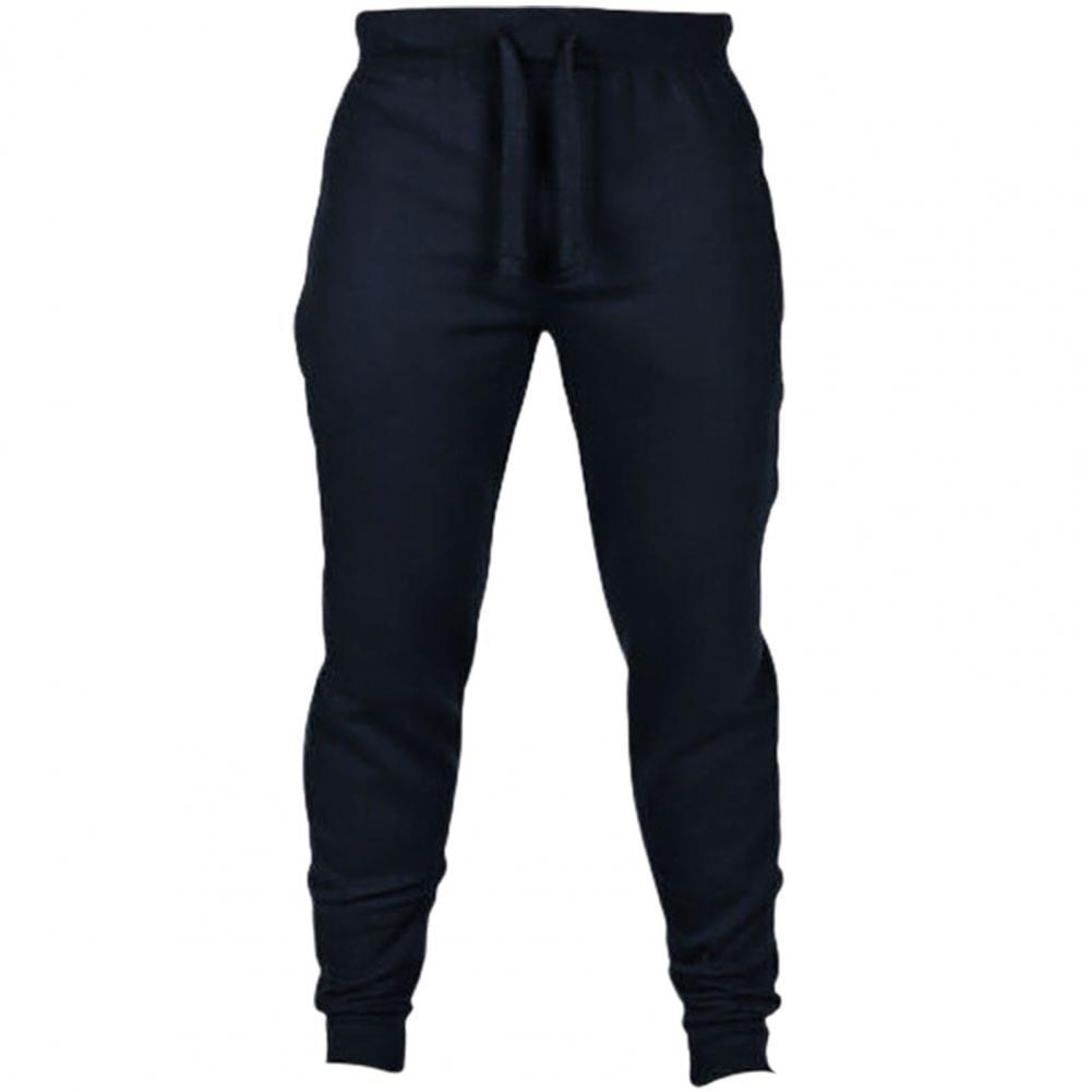 Men Cotton Tracksuit Pants Autumn Winter Solid Color Drawstring Pocket Ankle Tied Pants Sports Trousers Men's Sports Sweatpants