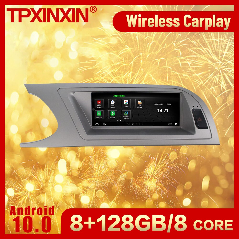 8+128G 2 Din Android Multimedia Receiver For Audi A4 2009 2010 2011 2012 2013 2014 2015 2016 BT Navi Radio Video Audio Head Unit