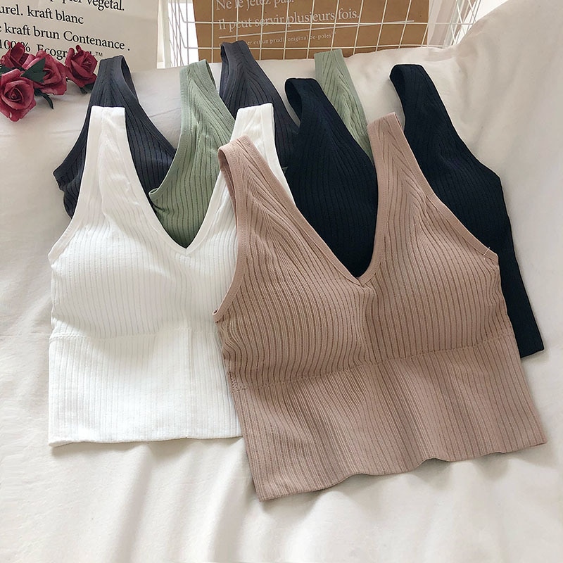 New Sexy Push UP Bra Woven Wrapped Top Underwear V-Tie Bra Pad Wireless Sports Bra 2020 Sports Bra Tank Top Corset Crop Top