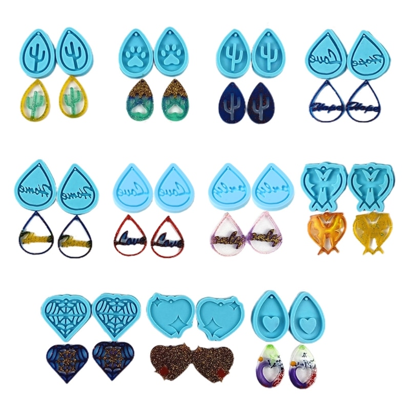 11 Styles Handmade Earrings Pendant Epoxy Resin Mold Casting Silicone Mould DIY Crafts Jewelry Ornaments Making Tool