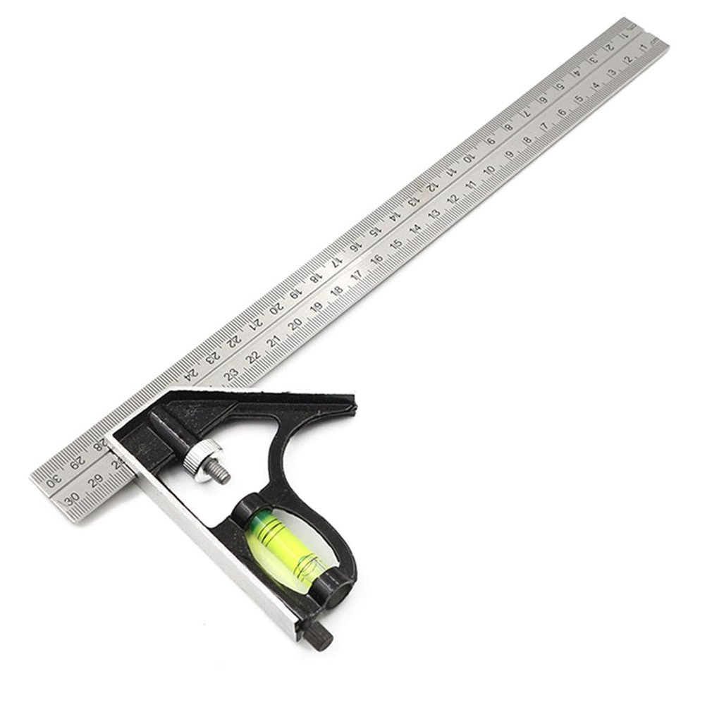 300Mm Adjustable Combination Square Angle Ruler 45 / 90 Degree With Bubble Level Multifunctional Gauge Measuring Tools Hot