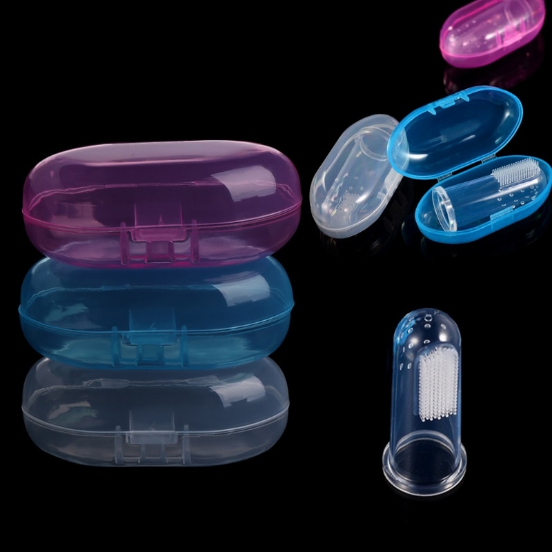 Portable Baby Infant Finger Toothbrush Case Holder Storage Box Clear Travel