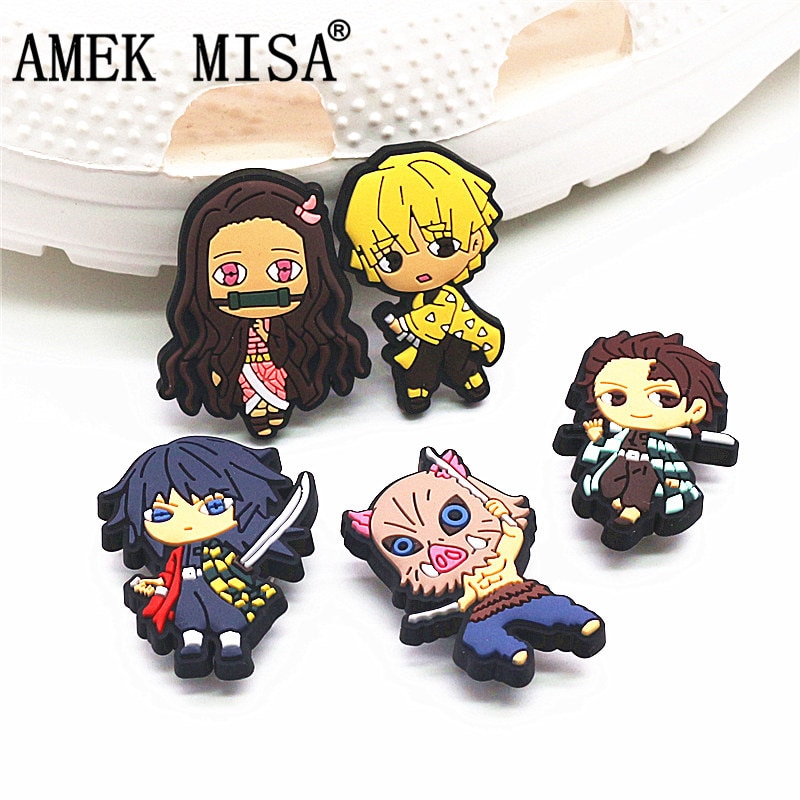 Comics Boar Juvenile Shoe Charms Novely Cartoon Sandals Accessories Nezuko Shoe Decoration for Croc jibz Kids Party X-mas Gifts