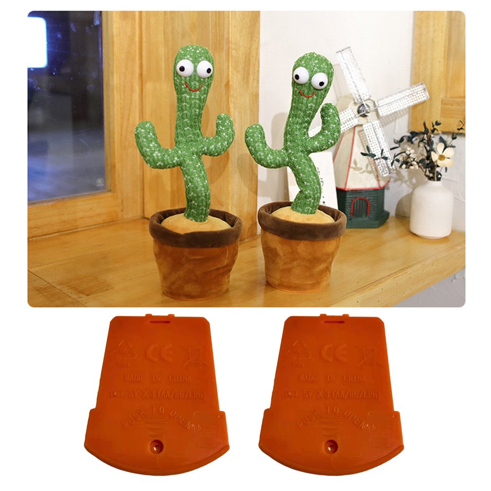 Electric Doll Singing Music Dancing Shake Light Up Cactus Shape Plush Toy Dance Plant battery back cover