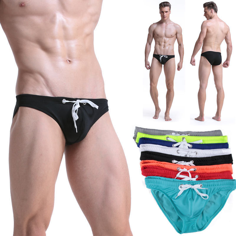 Sexy Swim Trunks Men's Swimsuit New Swimming Briefs Triangle Mens Bikini Swimwear Beach Bathing Suit Non-slip Waist Ties Shorts