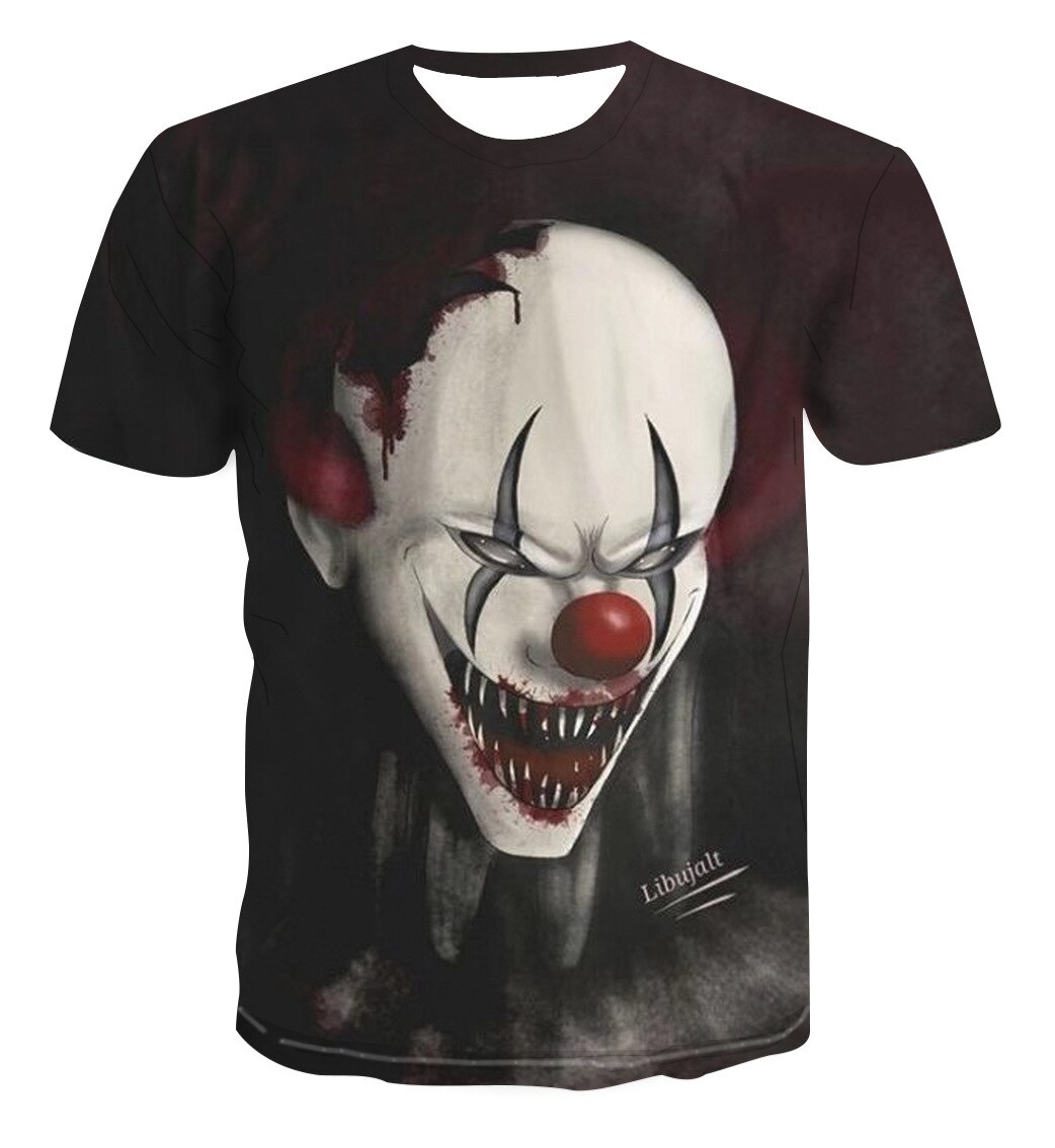 2021 hot-sale Clown 3D Printed T Shirt Men Joker Face Male tshirt 3d Clown Short Sleeve Funny T Shirts Tops & Tees XXS-4XL