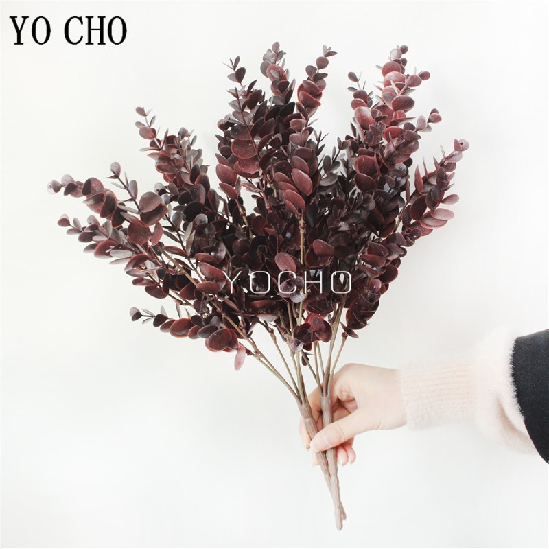 1 Big Bunch Eucalyptus Leaves Artificial Plants Plastic Eucalyptus Tree Branch For Wedding Decoration Flower Arrangment