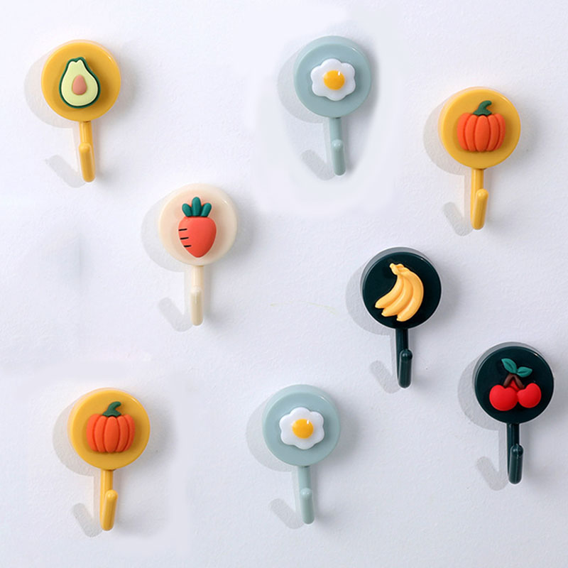 Cartoon Fruit Pattern Free Punching Door Without Trace Nail Small Hook Clothes Hook Mounted Wall Hook Wall Hooks Decorative 2021